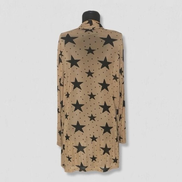 Forever 21 Star Print Chiffon Duster Cardigan Beige Medium - Picture 2 of 9